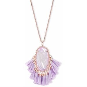 Kendra Scott Rose Gold Betsy Tassel Necklace in Iridescent Lilac Mother of Pearl